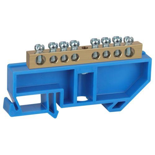 Шина NO-222-45 N ноль на DIN-изоляторе ШНИ-6х9-8-Д-синий Б0033426