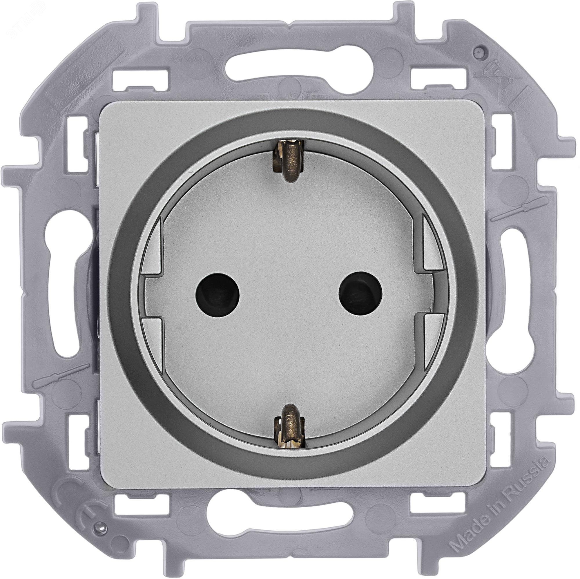 Розетка 1-м СП Inspiria 16А IP20 250В 2P+E защ. шторки немецк. стандарт механизм алюм. Leg 673732