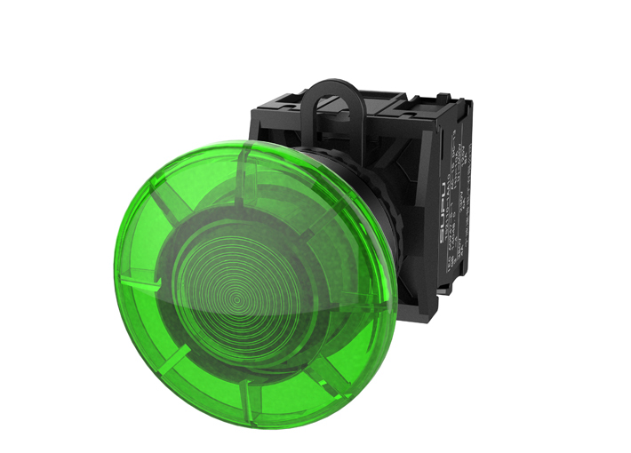 Кнопка грибовидная (зеленая) TS2513-0FM20-R10 - Кнопка грибовидная, без блокировки, LED AC/DC 24V, пластиковое переднее кольцо, с плавным нажатием, с контактной группой 1NO, диаметр головки кнопки 40 мм, диаметр посадочного отверстия: 22 мм, цвет: зеленый