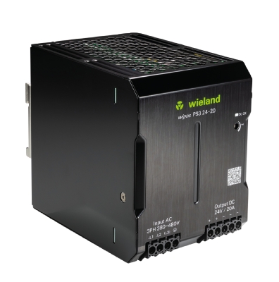 Блок питания WIPOS PS3 24-20 - Источник питания, трехфазный, 24 V / 20 A, 480 W; диапазон входных напряжений: 320 – 576 V AC, 450 – 810 V DC; габариты (мм): ширина x высота x глубина: 95 x 125 x 150; вес 1,6 кг; монтаж: на DIN рейку, температура окружающе