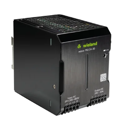 Блок питания WIPOS PS3 24-20 - Источник питания, трехфазный, 24 V / 20 A, 480 W; диапазон входных напряжений: 320 – 576 V AC, 450 – 810 V DC; габариты (мм): ширина x высота x глубина: 95 x 125 x 150; вес 1,6 кг; монтаж: на DIN рейку, температура окружающе