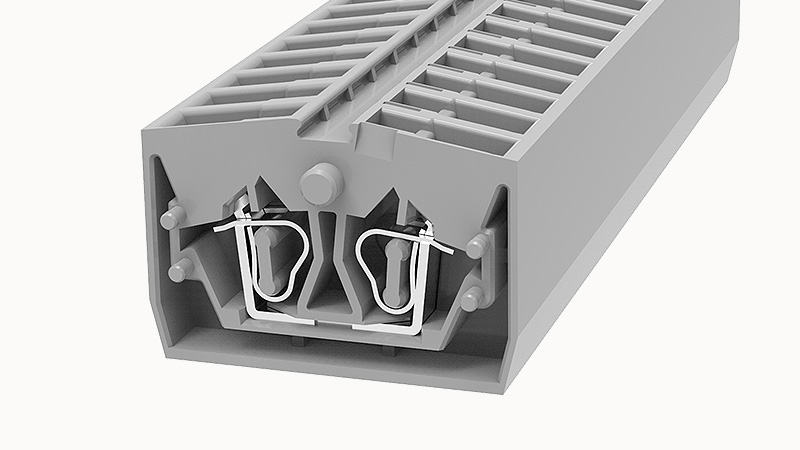 Проходная клемма WS2.5-MID-CO-01P-11 - Проходная клемма, тип фиксации провода: пружинный, номинальное сечение: 2,5 мм кв.,  24А, 800V, ширина: 6  мм,  цвет:  синий, тип монтажа: в панель