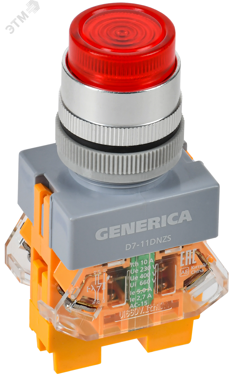 Кнопка D7-11DNZS d=22мм 1з+1р с подсв. и фикс. кр. GENERICA BBT50-11DNZS-3-11-K04-G