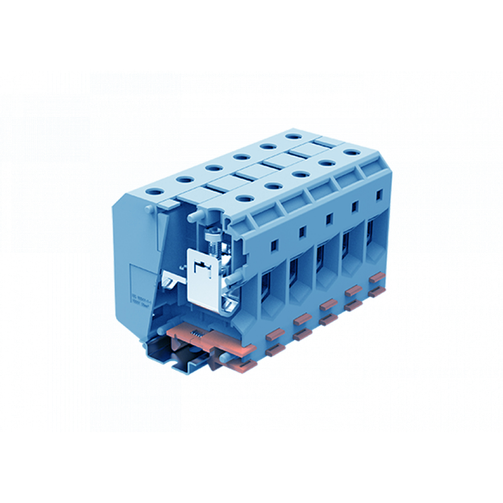 Проходная клемма 350902 - Проходная клемма, UK35, тип фиксации провода: винтовой, номинальное сечение: 50 мм кв., 150A, 1000V, ширина: 15 мм, цвет: синий, тип монтажа: DIN 35