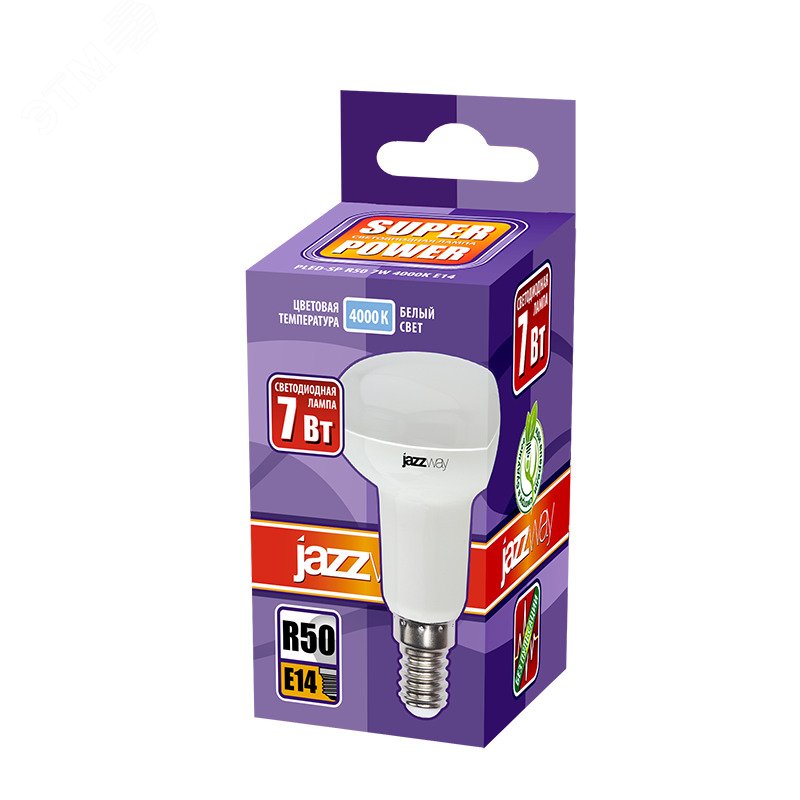 Лампа светодиодная LED 7w 4000K E14 зеркальная -230/50 Jazzway 5019751