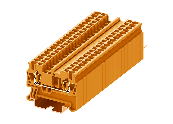 Проходная клемма TC2.5-2-OG - Проходная клемма, тип фиксации провода: пружинный, номинальное сечение: 2,5 мм кв., 24A, 500V, ширина: 5,2 мм, цвет: оранжевый, тип монтажа: DIN 35