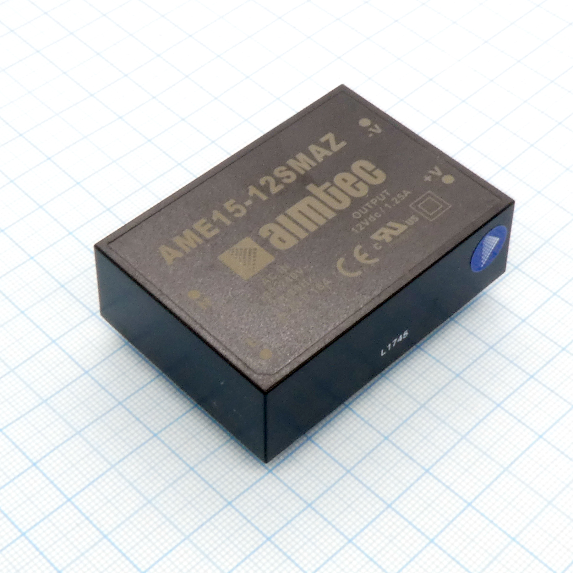 AME15-12SMAZ - AC/DC, 15Вт, вход 90…264В, выход 12В/1.25А, изоляция 4000В AC, КПД 79%, максимальная емкостная нагрузка не более 1000мкФ, 65x46.5x20.1мм, -40…85°C, пластик