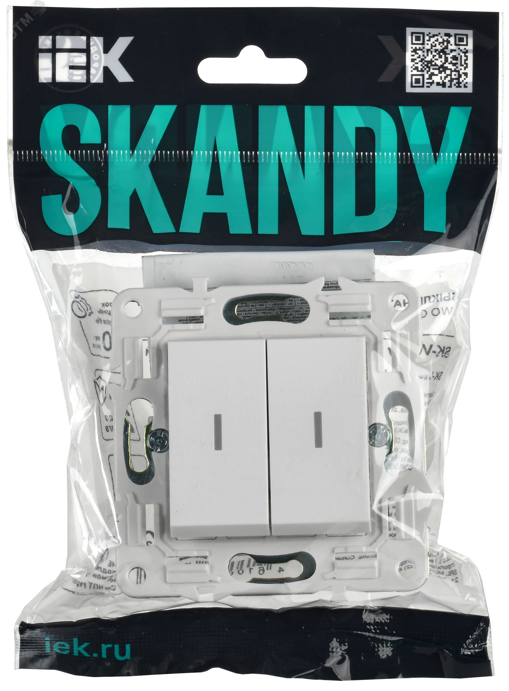 Выключатель 2-кл. SKANDY 10А SK-V09W с индикацией арктич. бел. IEK SK-V20-1-10-K01