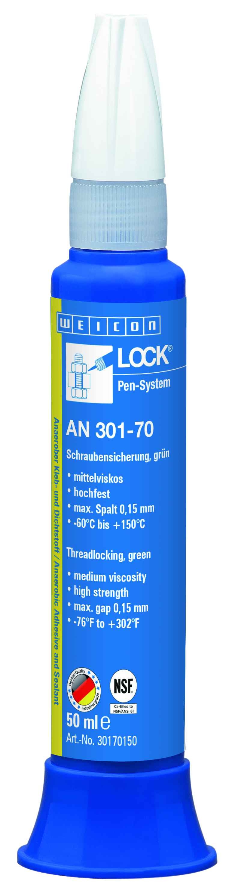 wcn30170150 - 10026826 WEICONLOCK AN 301-70 Фиксатор резьбы (50 мл) разрешен к применению в пищевой и фармацевтической пром