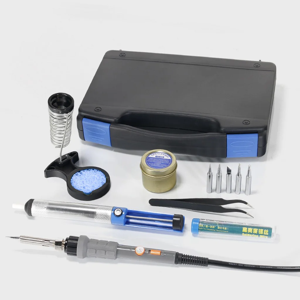 Набор инструментов 947-III tool kit - В наборе- паяльник с регулятором температуры,5шт. сменных жал,антистатический пинцет,оловоотсос,подставка для паяльника , губка металлическая для чистки жала в баночке
