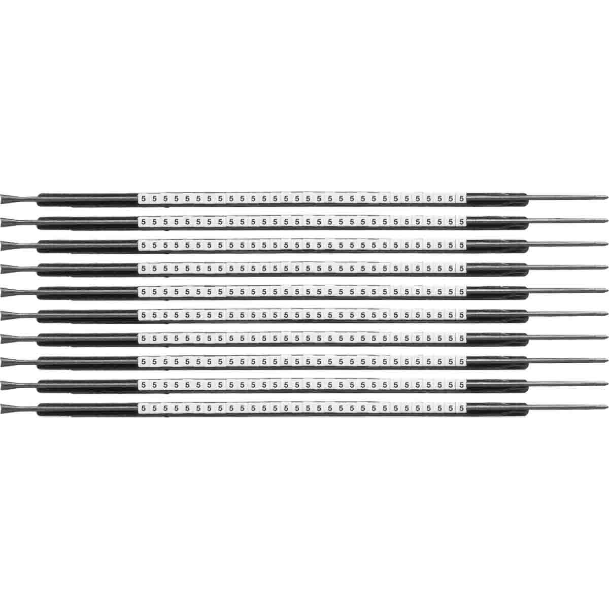 brd133055 - SCN-05-5 клипсы белые, 300шт/упак, для провода 1,4-1,8мм диаметра, легенда 5