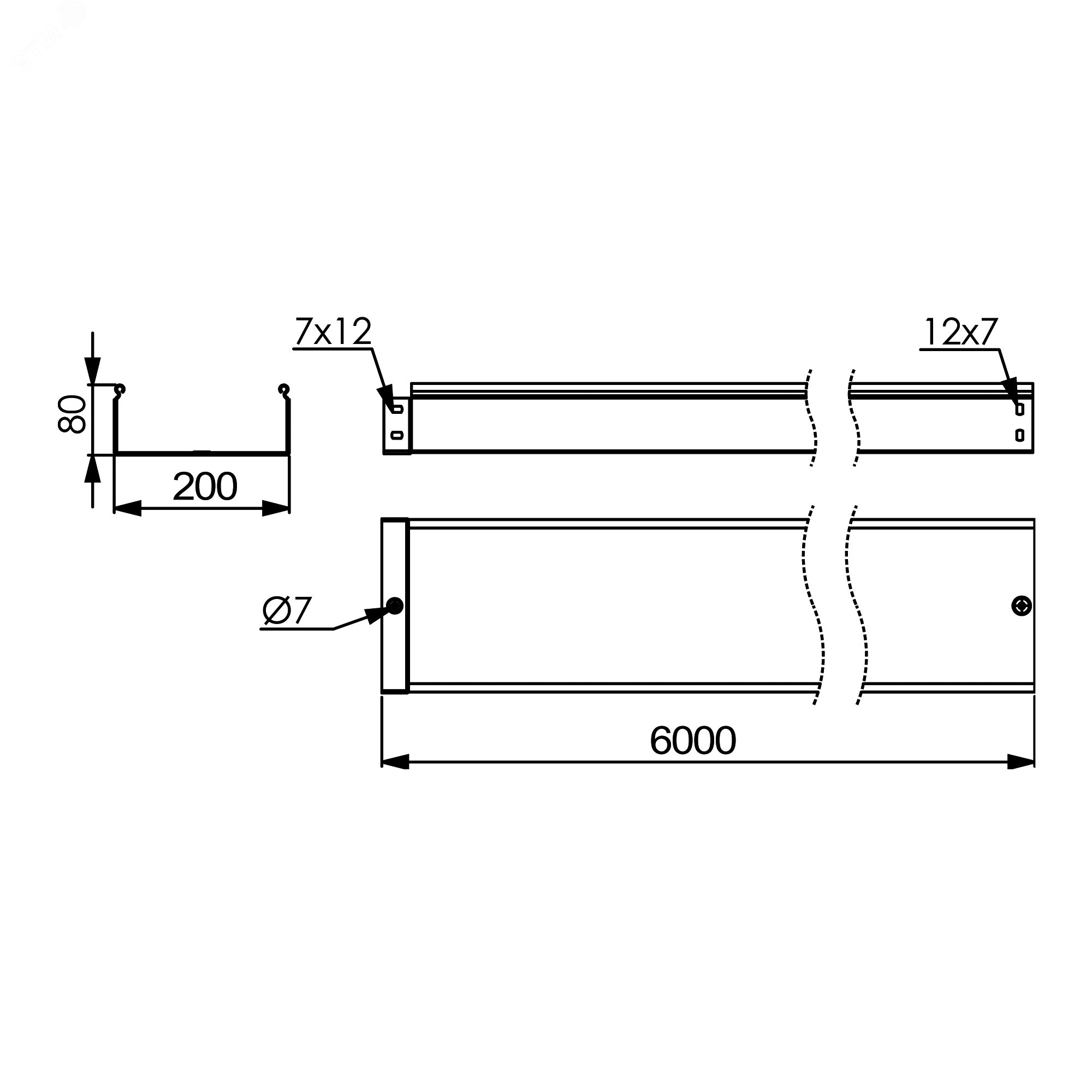 Лоток  80х200х6000, 2,0 мм, горячеоцинкованный SNH60820HDZ