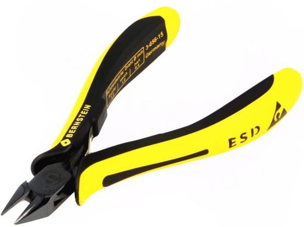 3-656-15 - Антистатические бокорезы серии Euroline с двухцветным эргономичным упругим покрытием рукояток из антискользящей резины, для мягкого провода до 1,0 мм и жесткого до 0,4 мм, прямые губки, V-образный срез, длина 125 мм