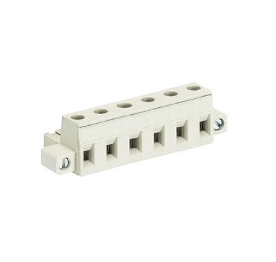 Розетка Wiecon 8313 B / 6 F - Розеточный разъем, угловой, на кабель, с монтажными фланцами, шаг 7,50 мм, 6 полюсов, номинальное сечение: 2,5 мм кв., винтовая фиксация провода, 690V, 12А, с маркировкой, цвет: серый, серия 8313 F