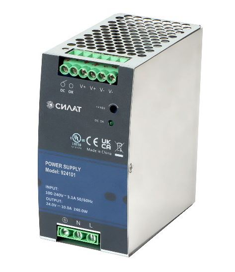 Источник питания 24 V DC/10 A, 924101 - Источник питания, однофазный, 24VDC / 10A, 240 W; диапазон входн. напр.: 90 - 264VAC / 127 - 370VDC; габариты (мм): 127х125х63, монтаж: на DIN рейку