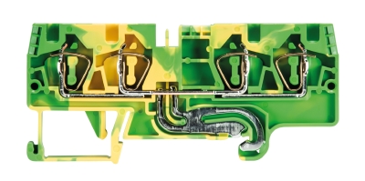 Клемма сдв. заземл. WKFN 4 D2/2/SL/35 - Заземляющая клемма, 4 точки подключения, тип фиксации провода: пружинный, номинальное сечение: 4 мм кв., 32A, 800V, ширина: 6 мм, цвет: желто-зеленый, тип монтажа: DIN 35