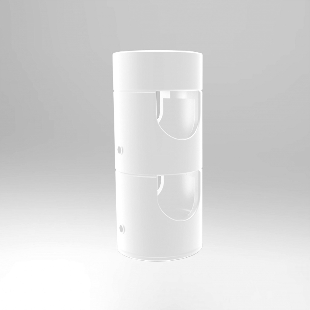 Крепление MOONLIGHT-CYL-D18-DUO-WHITE 047390 - Крепление герметичной ленты MOONLIGHT D18. Материал сталь, цвет белый. Габариты держателя в сборке 34x34x76 мм.