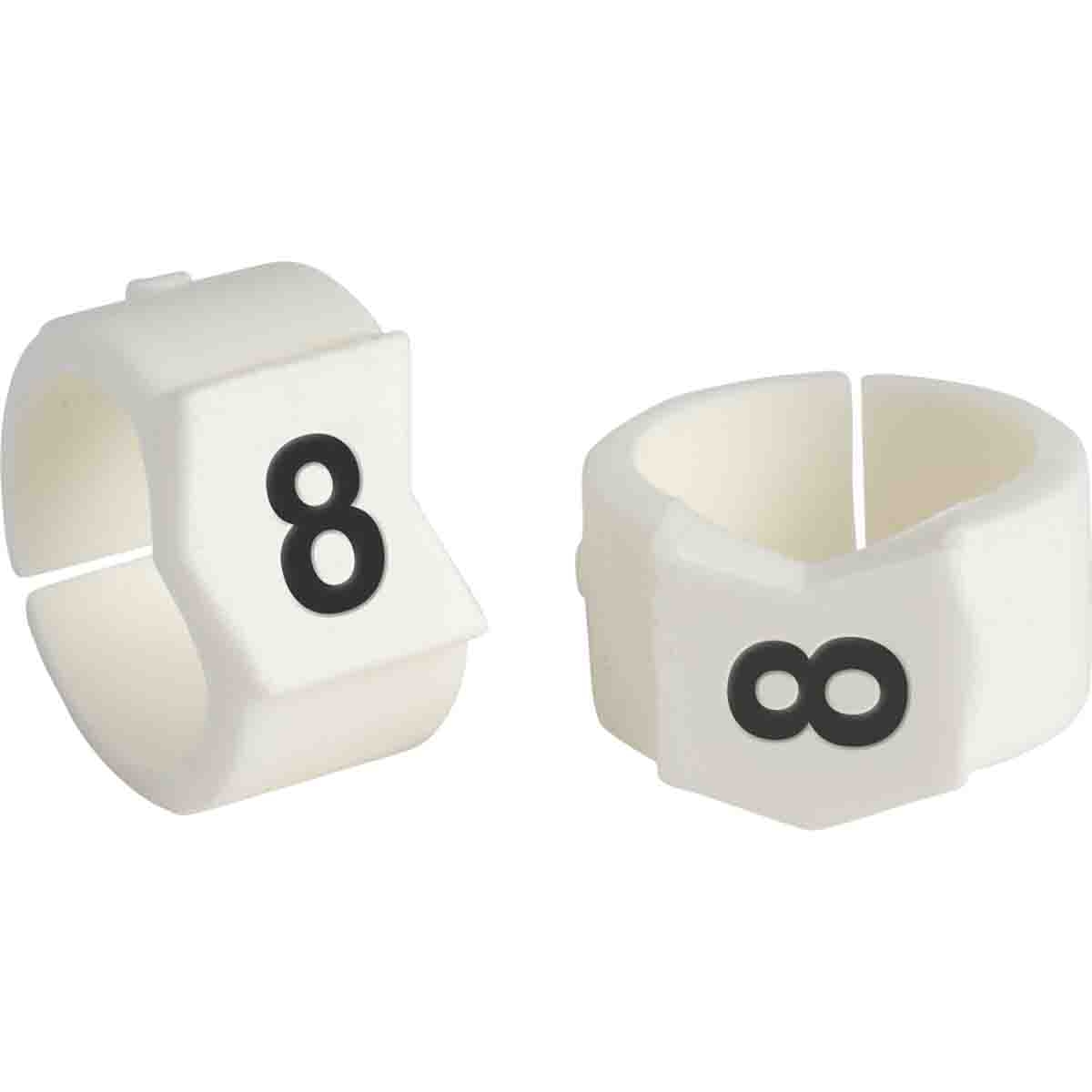 brd133608 - SCN-45-8 клипсы белые, 50шт/упак, для провода 11,2-15,0мм диаметра, легенда 8