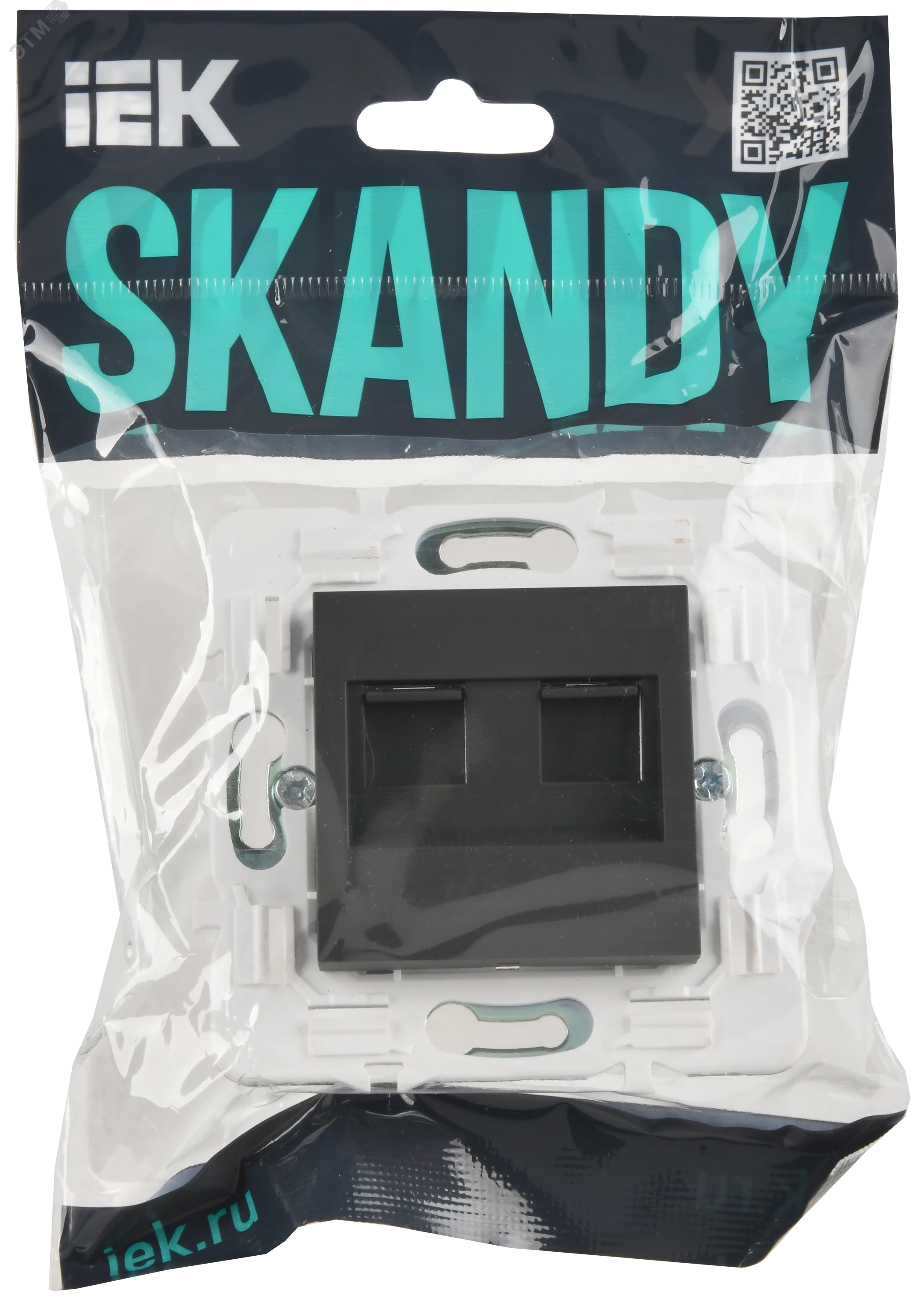 SKANDY Розетка компьютерная двойная RJ45 кат.5E SK-K03G графит IEK SK-K20-1-K53