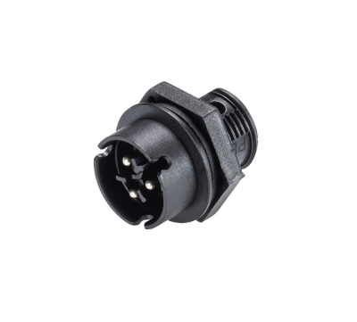 Разъем RST08i3 S 21 M02H SW - Вилочный разъем в панель М14, IP68(69k), 3 полюса, с продольным уплотнением, цвет: черный, номинальные характеристики: 250V/400V 8A, серия gesis RST MICRO