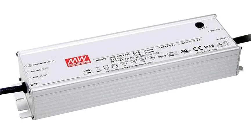 HLG-185H-C1400A - AC-DC, 200Вт, IP65, вход 90…305В AC, 47…63Гц/127…431В DC, ККМ, выход 71…143В/1400мА, рег. выход 700…1400мА, изоляция 3750В AC, в кожухе 228х68х39, -40…+70°С