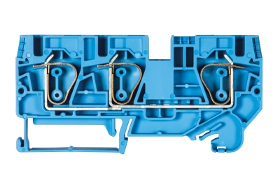 Клемма сдв. WKFN 6 D1/2/35 BLAU - Проходная клемма, 3 точки подключения, тип фиксации провода: пружинный, номинальное сечение: 6 мм кв., 41A, 800V, ширина: 8 мм, цвет: синий, тип монтажа: DIN 35