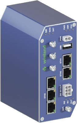 Роутер WIENET LTE WR V3 SL 5-PORT WIFI - Маршрутизатор серии WieNet, интерфейсы: 2x SIM LTE, 5 портов RJ45 скорость передачи 10/100 MBit/s, 2DI, 1DO, 1x micro SD, WLAN 802.11 b/g/n, номинальное напряжение: 10-60 VDC, монтаж: на DIN рейку, материал корпуса