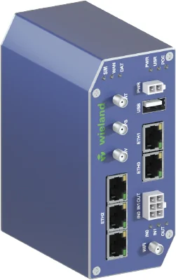 Роутер WIENET LTE WR V3 SL 5-PORT WIFI - Маршрутизатор серии WieNet, интерфейсы: 2x SIM LTE, 5 портов RJ45 скорость передачи 10/100 MBit/s, 2DI, 1DO, 1x micro SD, WLAN 802.11 b/g/n, номинальное напряжение: 10-60 VDC, монтаж: на DIN рейку, материал корпуса