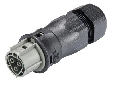Разъем RST25i3 96.031.4554.3 - Розеточный разъем на кабель диам. 13-18 мм, IP68(69k), 3 полюса, винтовая фиксация провода, номинальные характеристики: 250/400V, 25A, цвет контактной вставки: серый, цвет корпуса: черный, серия RST Classic