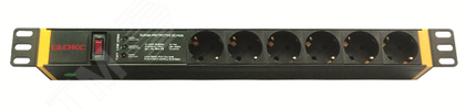Блок распределения питания (PDU) 19" 16A с выключателем и защитой, Вых:6 Schuko, Вх: Schuko R519SH6OPSHSP