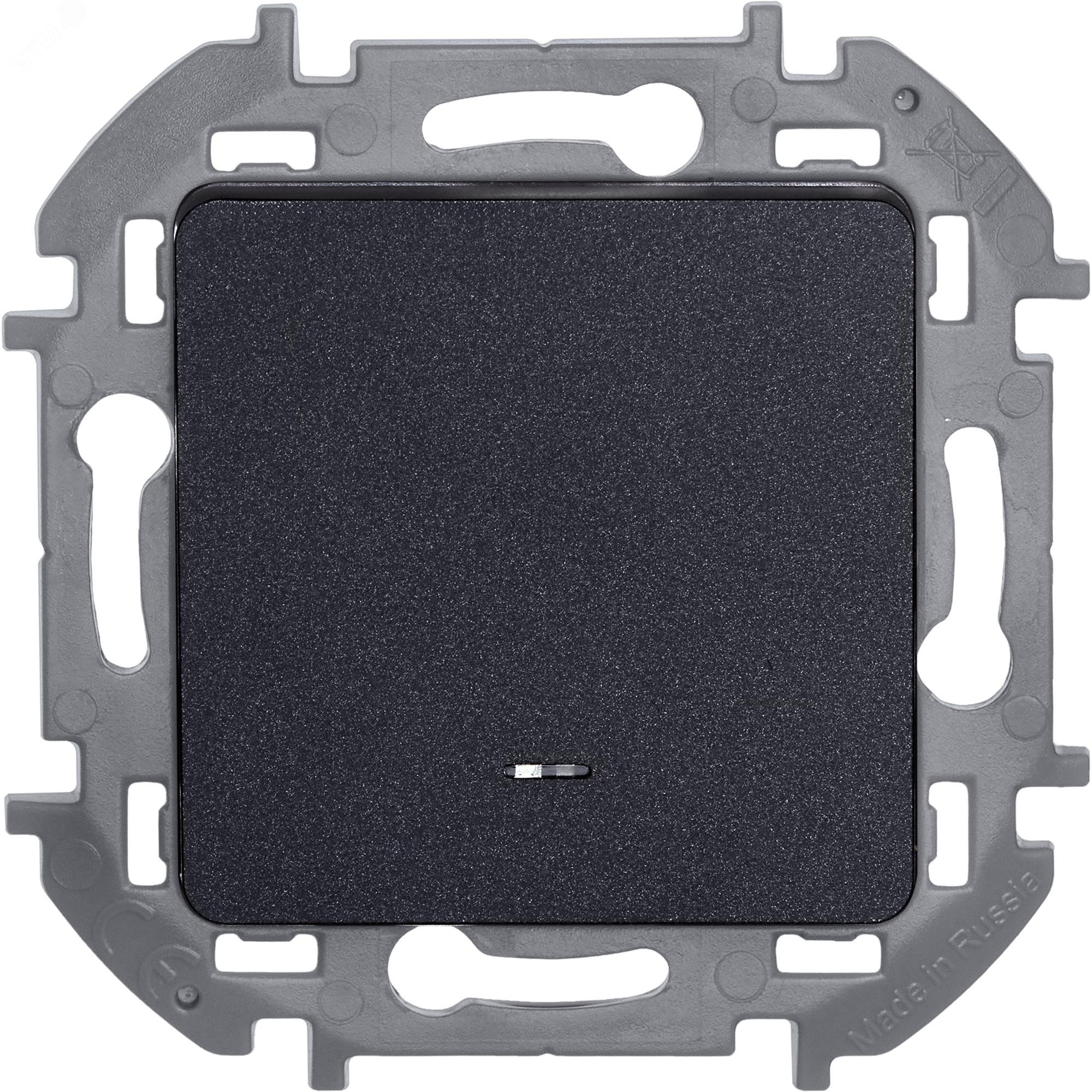 Переключатель 1-кл. Inspiria 10А IP20 250В 10AX с подсветкой / индикацией механизм антрацит Leg 673663