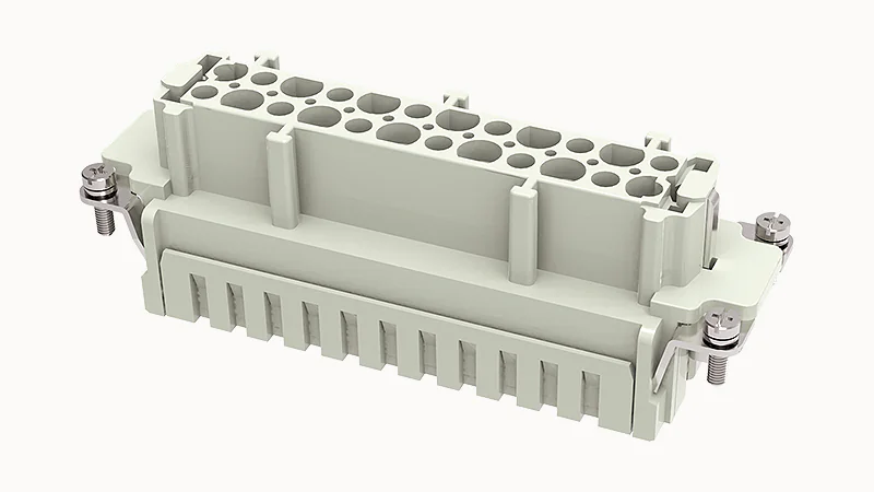 Розеточная контактная вставка DE-024-FS - Розеточная контактная вставка, пружинная фиксация, 24 полюса + PE, типоразмер 24B, 500V, 16A, сечение обслуживаемых проводников 0,75-2,5 мм кв,, тип покрытия контактов: серебро