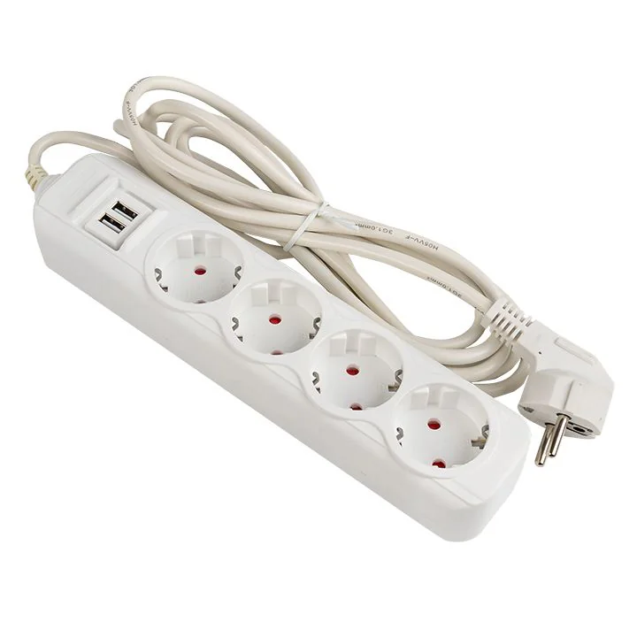 Удлинитель "Эксперт" 4 гнезда 5 метров 13А/3,0кВт с 2 USB 2,1А ПВС 3х1 PROxima UBA16-2USB-4-05i