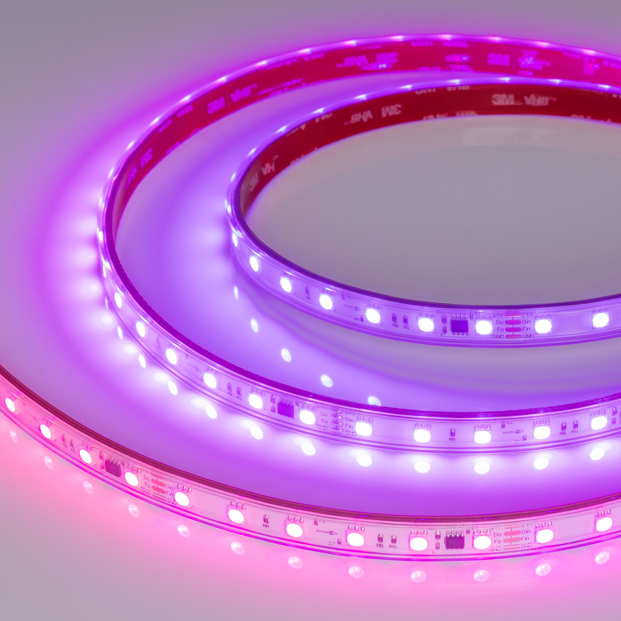 Лента герметичная SPI-PS-B60-12mm 24V RGB-PX6-BPT (12 W/m, IP67, 5060, 5m) 039181 - Светодиодная лента SPI-B60, герметичная IP67 (PS - силиконовая экструзия), с микросхемой MT1808A. Светодиоды 5060, 60 шт/м (300 шт на 5 м), 1 pixel = 6 LED, белая плата, о