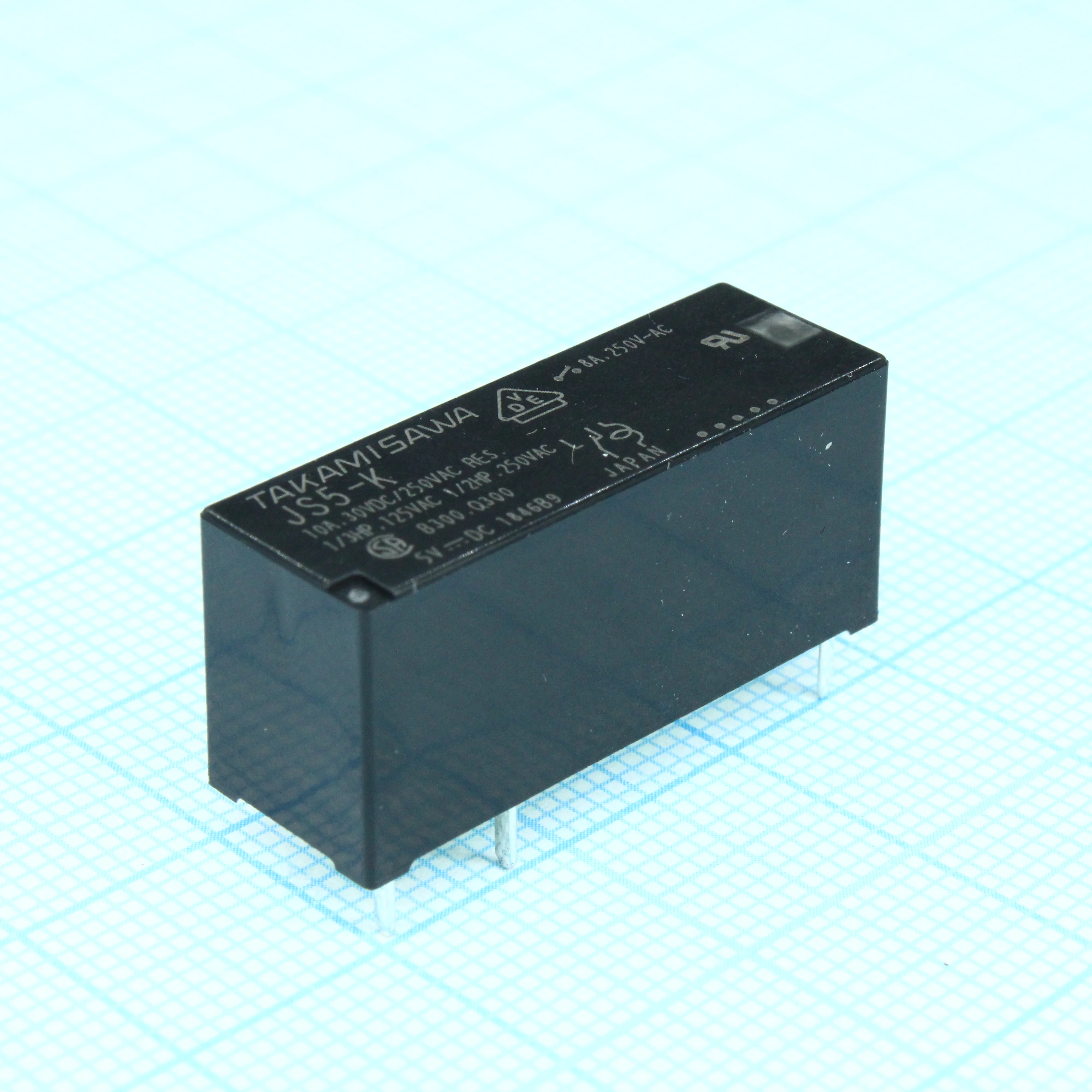 JS-5-K - Реле силовое, 10 А, 5 В, SPDT (29x10x12.5)мм монтаж в отверстие