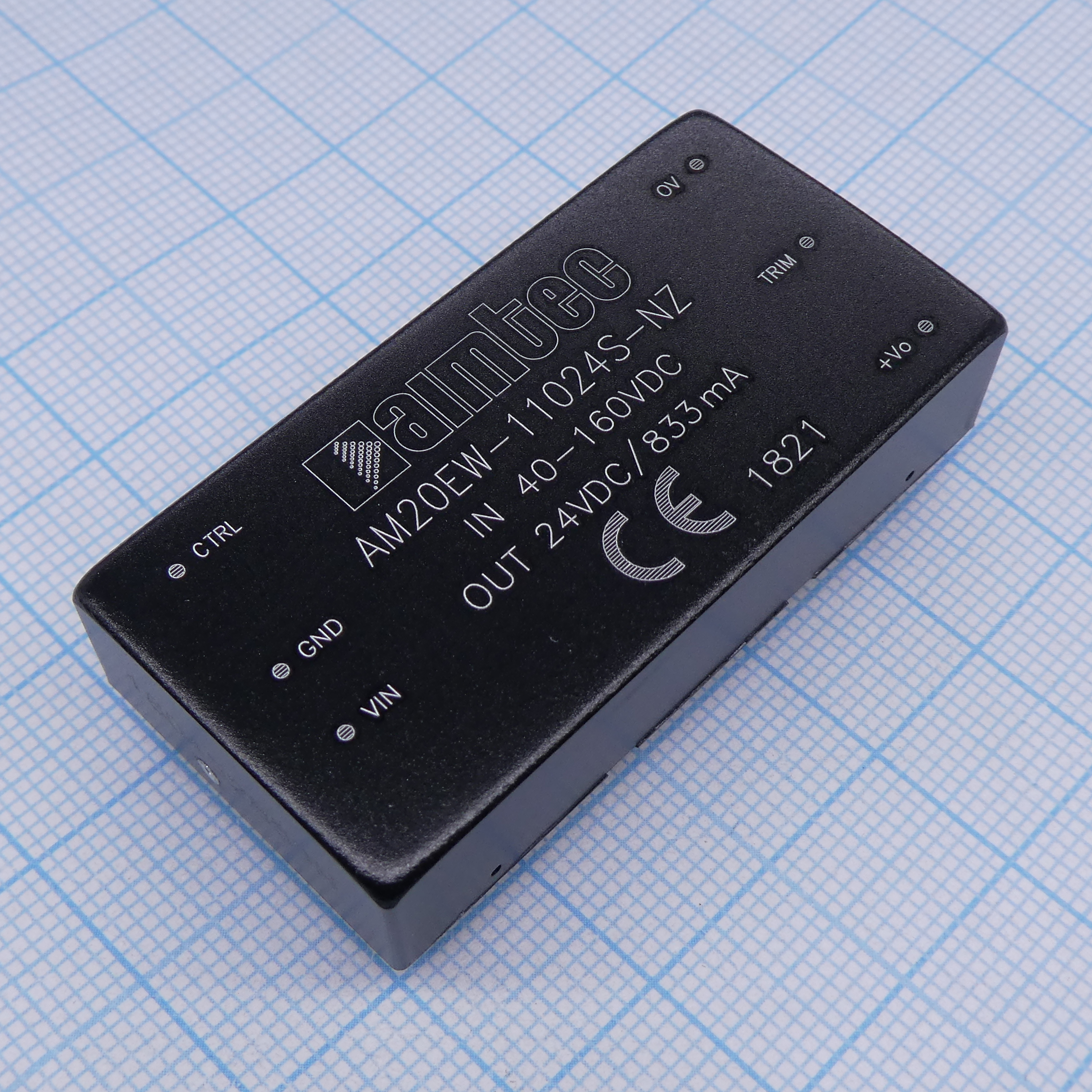 AM20EW-11024S-NZ - DC/DC, 20Вт, вход 40…160В, выход 24В/0.833А, изоляция 1500В DC, КПД 88%, максимальная емкостная нагрузка не более 470мкФ, вход On/Off, 2x1", 50.8x25.4x11.8мм, -40…85°C, металл