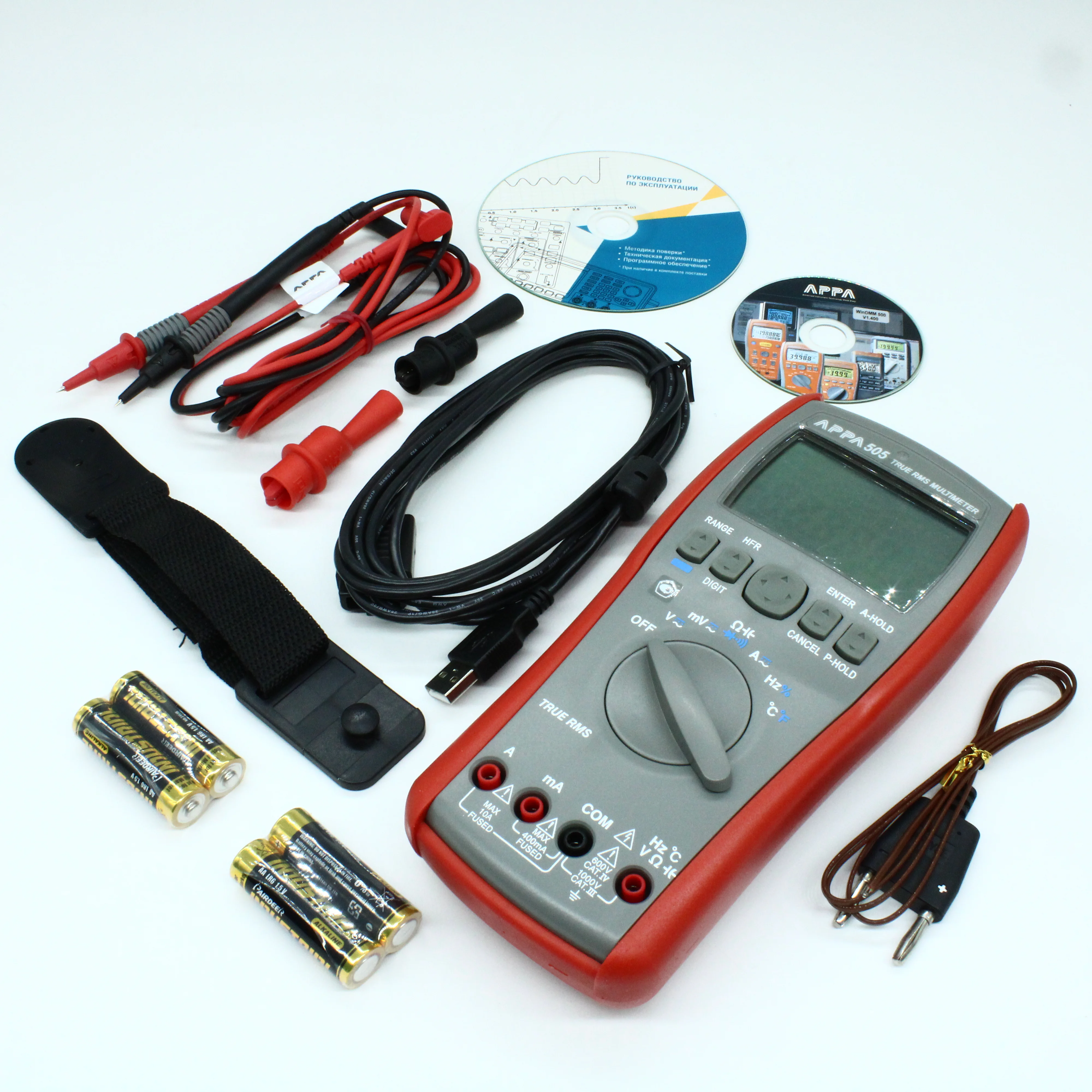 APPA 505 - Мультиметр, U пост. 0,01 мВ …1000 В ( ± 0,02 %), U пер. TRMS (АС, AC+DC) 0,01 мВ …1000 В (± 0,4 %) раб. диапазон 40Гц-100 кГц, относит. уровень -80 дБ…55 дБм, I пост.10 мкА- 10А (± 0,2 %), Iперем.10 мкА- 10А