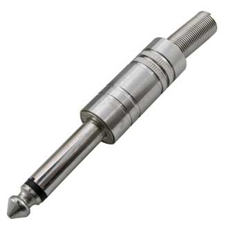 SZC-0037 / 6.3 MM MONO - Разъём аудио штекер моно 6.35 мм, на кабель, металлический