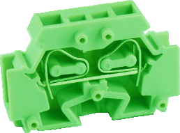 Клемма MINI UJ2-4(GN) - Мини клемма, тип фиксации провода: пружинный, номинальное сечение: 4 мм кв., 32A, 500V, ширина: 7 мм, цвет: зеленый, тип монтажа: в зависимости от торцевой крышки