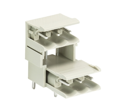 Вилка Wiecon 8213 S E / 3 W OB - Вилочный разъем, горизонтальный, на плату, шаг 5,08 мм, 2 этажа, 3 полюса, фиксация на плате пайкой, 300V, 10А, без маркировки, цвет: серый, серия 8213 SE W