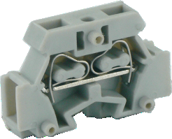 Клемма MINI UJ2-1.5 - Мини клемма, тип фиксации провода: пружинный, номинальное сечение: 1,5 мм кв., 17,5A, 400V, ширина: 5 мм, цвет: серый, тип монтажа: в зависимости от торцевой крышки