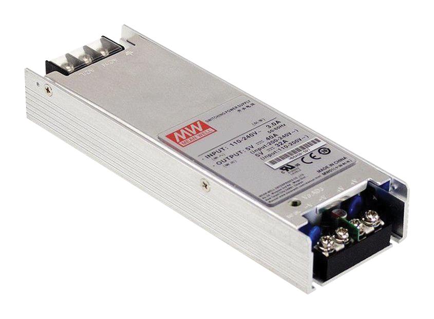 UHP-200A-5 - AC-DC, 200Вт, вход 100…264В AC, 47…63Гц, выход 5В/40A, ККМ, рег. вых 4.7…5.3В, изоляция 3000В AC, в кожухе 167х55х26мм, -30…+50°С