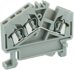Проходная клемма UJ1-2.5/3L - Проходная клемма, 3 точки подключения в клемме, тип фиксации провода: пружинный, номинальное сечение: 2,5 мм кв., 24A, 660V, ширина: 5 мм, цвет: серый, тип монтажа: DIN 35