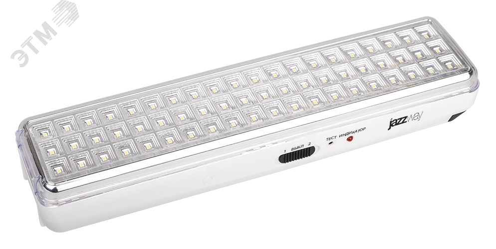 Фонарь-светильник аккумуляторный Accu9-L60-wh аварийный 60SMD яркий 300лм 2ч/эконом 90лм 6ч 220В аккум. Li-ion 3.7В 2.4А.ч бел. 5024540