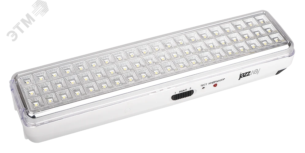 Фонарь-светильник аккумуляторный Accu9-L60-wh аварийный 60SMD яркий 300лм 2ч/эконом 90лм 6ч 220В аккум. Li-ion 3.7В 2.4А.ч бел. 5024540