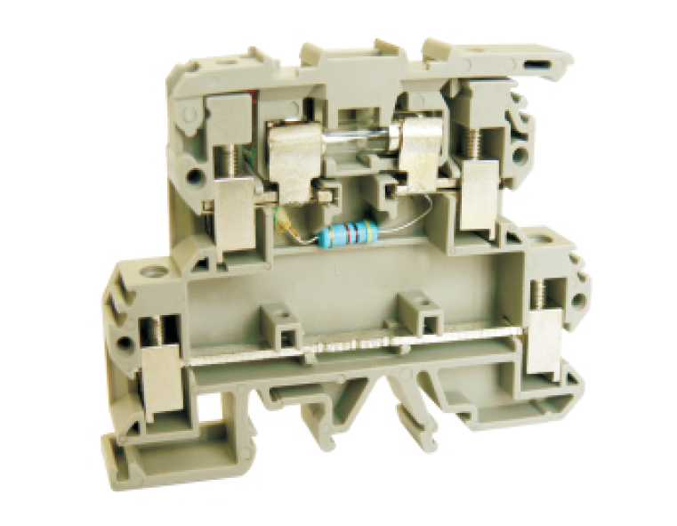 Этажная клемма USK-4/2-2RDX250 - Этажная клемма, верхний ряд с предохранителем, с LED 250V, тип фиксации провода: винтовой, номинальное сечение: 4 мм кв., до 6,3A, 500V, ширина: 8 мм, цвет: бежевый, тип монтажа: DIN 35