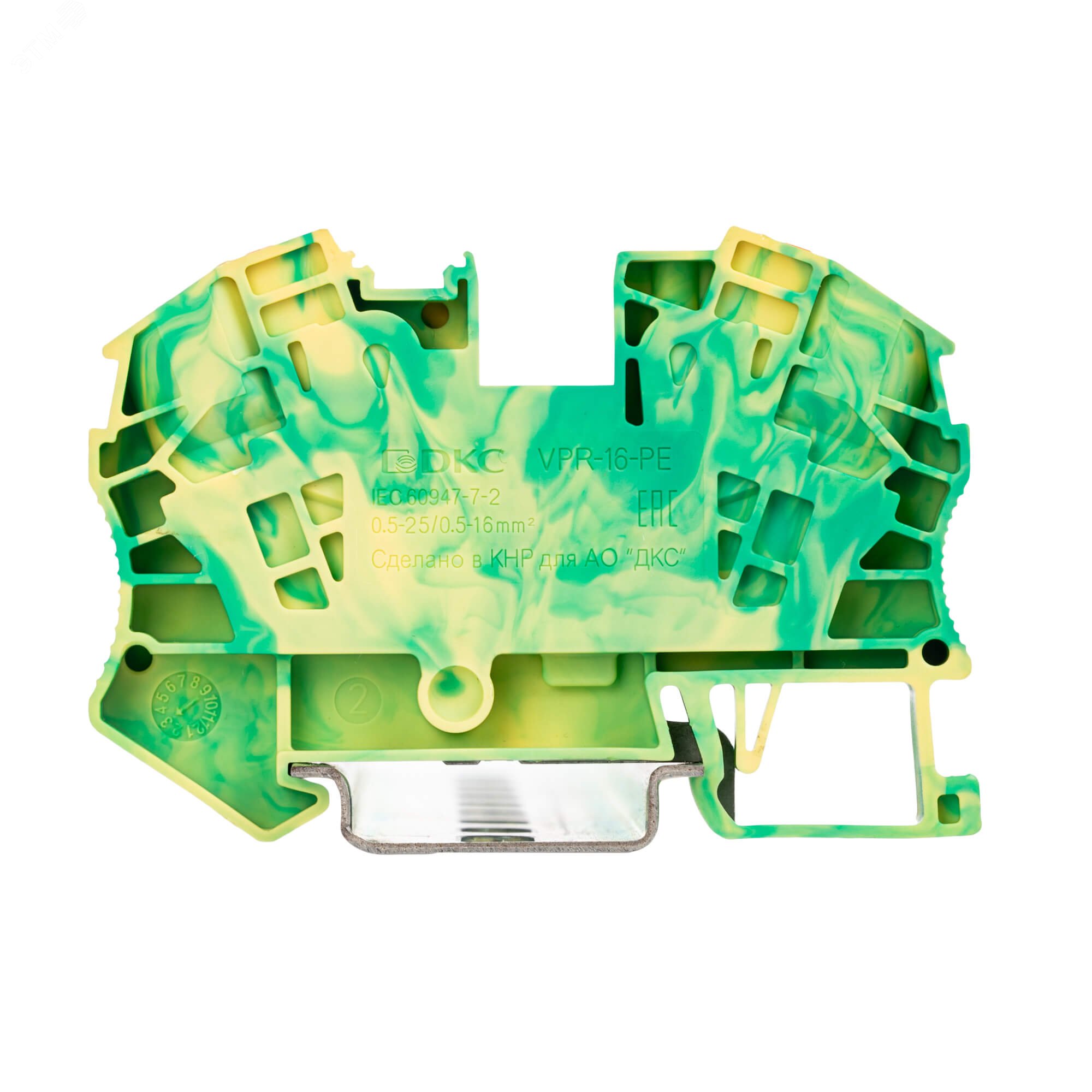 Клемма заземления, зажим push-in, 2 точки подключения, 16 кв.мм VPR-16-PE-YG