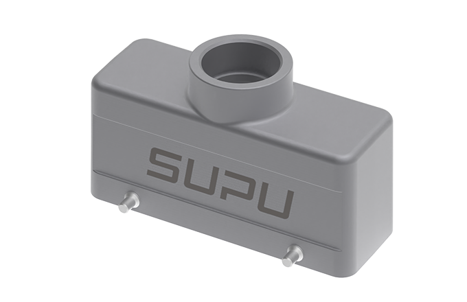 Крышка разъема S24B-TE-4B-M32 - Крышка разъема на кабель, типоразмер 24B, стандартное исполнение, без уплотнителя, 1 отверстие с резьбой для кабельных вводов M32x1,5, с верхним расположением, без защелок (упоры для двух защелок), материал корпуса: алюмини