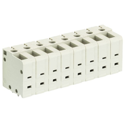 Клемма Wiecon 8485/ 8 TOP V - Клемма на печатную плату, подвод кабеля сверху, 8 полюсов, шаг: 7,62 мм, винтовая фиксация провода, без маркировки, 400V, 16А, цвет: серый, серия 8485 TOP V