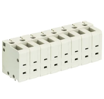 Клемма Wiecon 8485/ 8 TOP V - Клемма на печатную плату, подвод кабеля сверху, 8 полюсов, шаг: 7,62 мм, винтовая фиксация провода, без маркировки, 400V, 16А, цвет: серый, серия 8485 TOP V